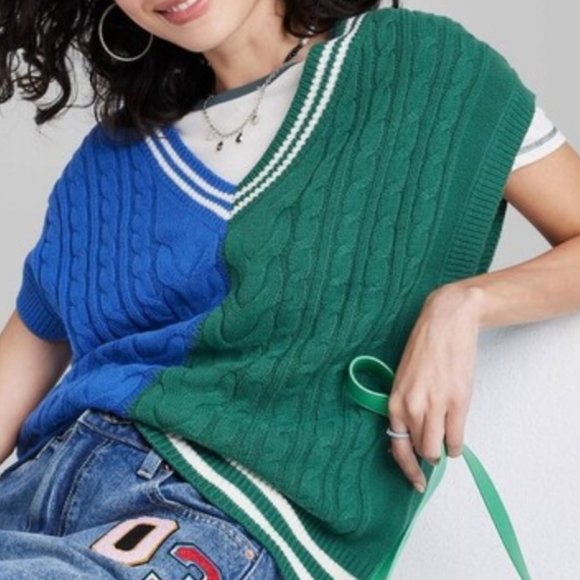 Wild Fable Sweater Vest Blue Green Large - Picture 2 of 5